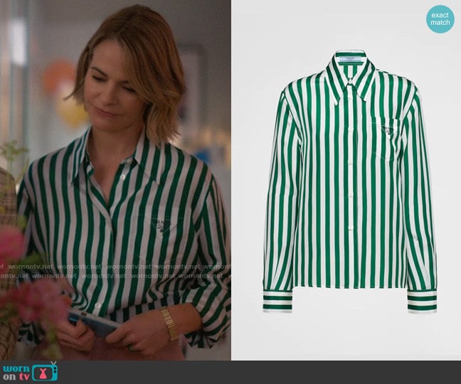 Prada Printed Silk Shirt worn by Alice Pieszecki (Leisha Hailey) on The L Word Generation Q