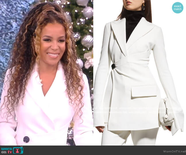 Proenza Schouler Bi-Stretch Crepe Wrap Blazer Jacket worn by Sunny Hostin on The View