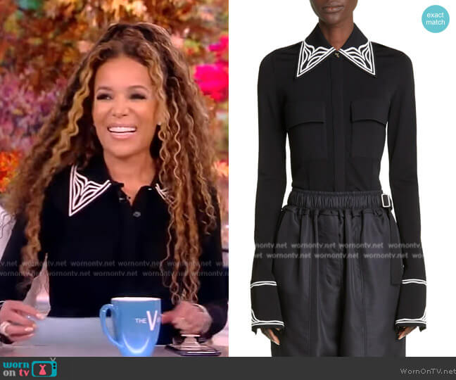 Proenza Schouler Cloque Jacquard Knit Button-Up Shirt worn by Sunny Hostin on The View