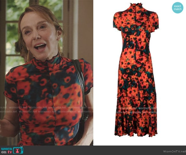 Proenza Schouler Sunflower Jersey Midi Dress worn by Sylvie (Philippine Leroy-Beaulieu) on Emily in Paris