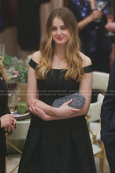 Grace’s black off shoulder gown on Gossip Girl