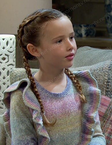 Rachel’s rainbow ruffle sweater on Days of our Lives