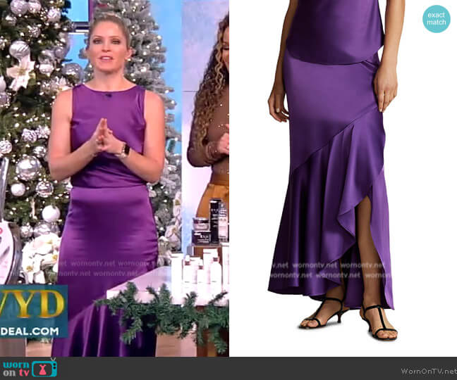 Ralph Lauren Cascading Satin Maxi Skirt worn by Sara Haines on The View
