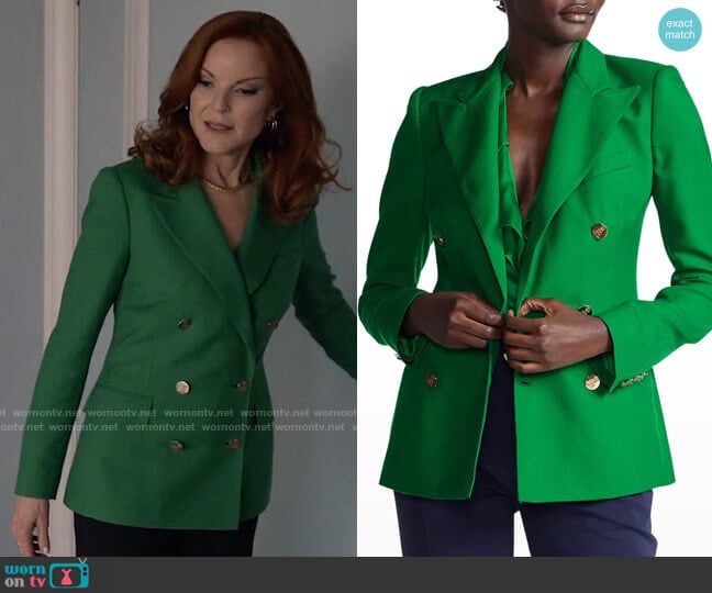 Ralph Lauren Collection Camden Double-Breasted Cashmere Jacket worn by Skyler Samms (Marcia Cross) on Monarch