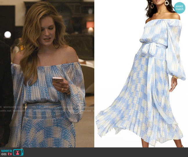 Ramy Brook Aviette Off-Shoulder Dress worn by Daphne (Meghann Fahy) on The White Lotus