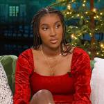 Gabriel’s red smocked mini dress on The Kelly Clarkson Show