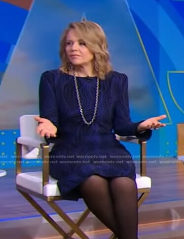 Renée Fleming’s black and blue printed dress on Good Morning America