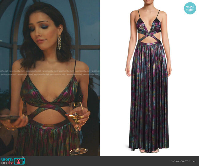 Retrofete Metallic Cutout Gown worn by Luna La (Zión Moreno) on Gossip Girl