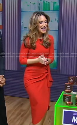 Rhiannon Ally’s red gathered dress on Good Morning America