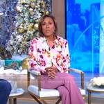 Robin’s pink floral blouse and flare pants on Good Morning America