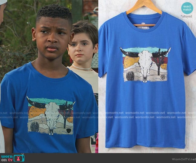 Rock and Roll Denim Rio Bravo Steerhead T-Shirt worn by Jake (Luke Busey) on Bunkd