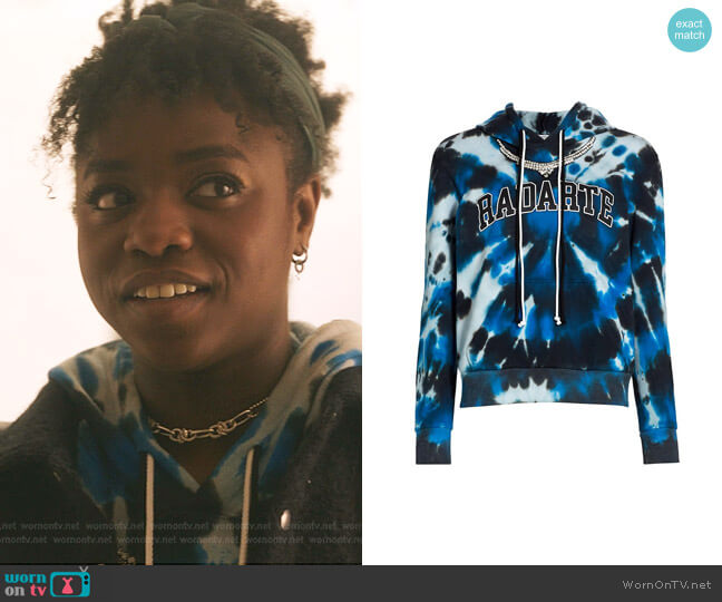 Rodarte Radarte Embellished Tie-Dye Logo Hoodie worn by Shan Barnes (Grace Duah) on Gossip Girl