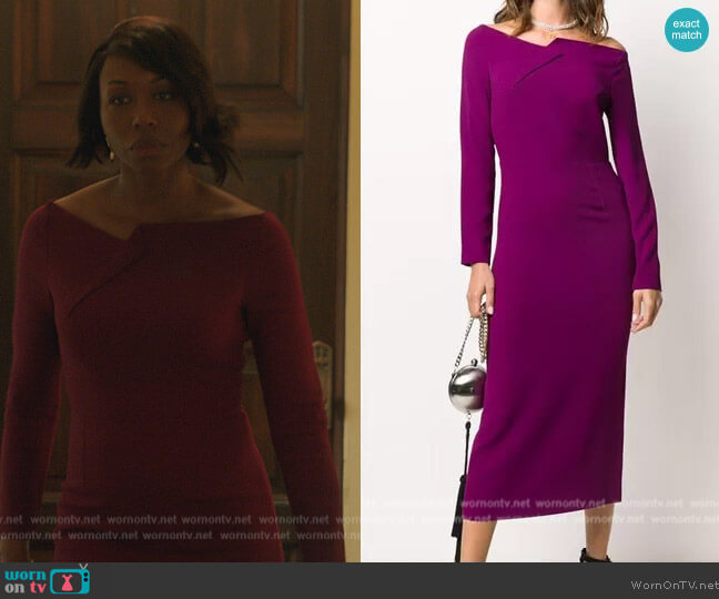 Roland Mouret Romolo fitted midi dress worn by (Amanda Warren) on Gossip Girl