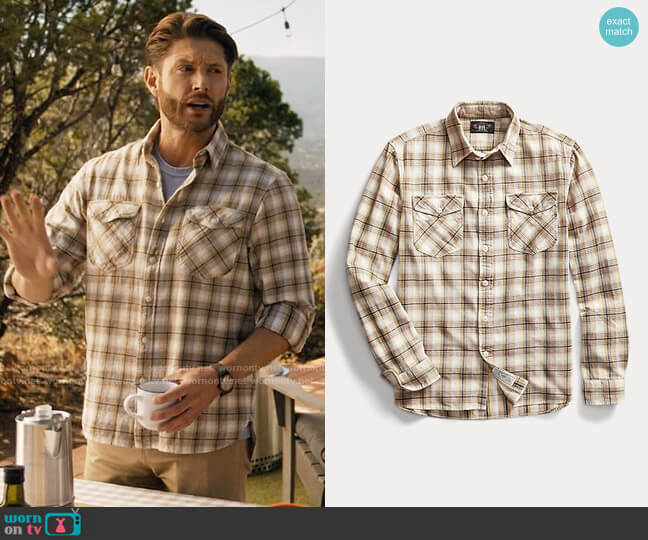RRL Ralph Lauren Plaid Twill Workshirt worn by Beau Arlen (Jensen Ackles) on Big Sky