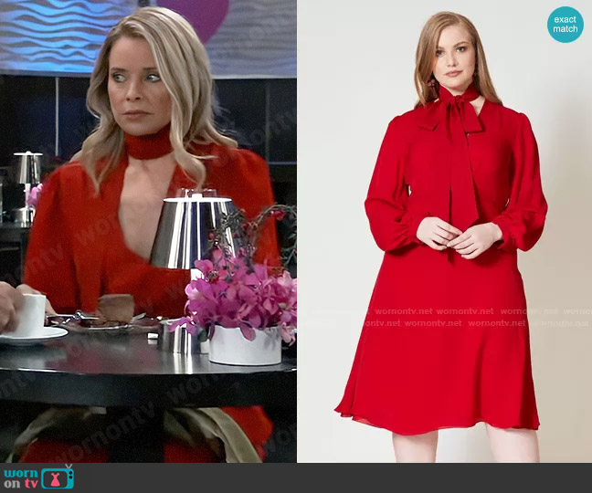 Sachin + Babi Dorothy Dress in Crimson Red worn by Felicia Scorpio (Kristina Wagner) on General Hospital