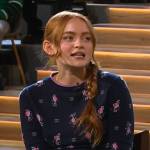 Sadie Sink’s blue floral cashmere sweater on The Kelly Clarkson Show