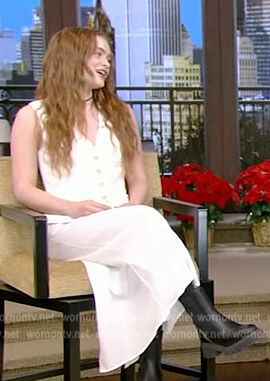 Sadie Sink’s white button vest on Live with Kelly and Ryan