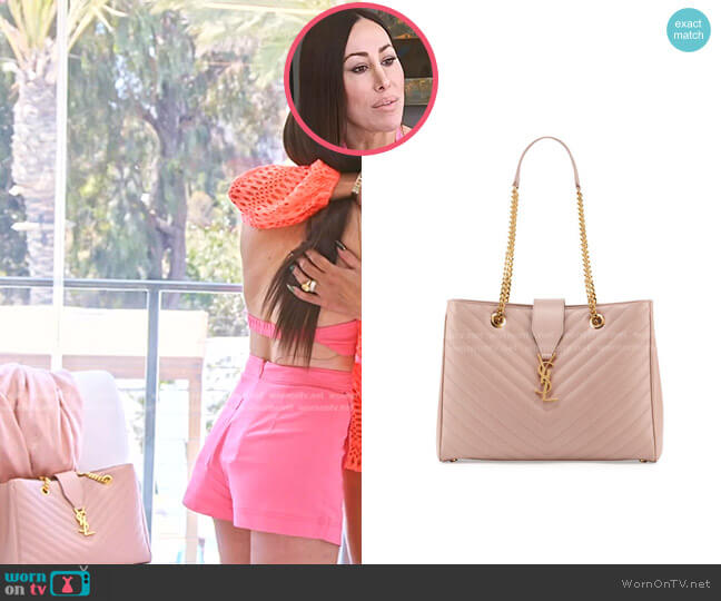 Saint Laurent Monogram Matelasse Shopper Bag in Pale Blush worn by Angie Katsanevas on The Real Housewives of Salt Lake City