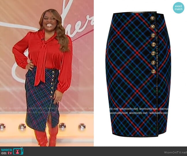 Saint Laurent Checked Skirt worn by Sherri Shepherd on Sherri