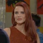 Sally’s orange sequin one-shoulder dress on The Young and the Restless