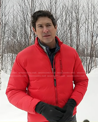Sam Brock’s red padded jacket on Today