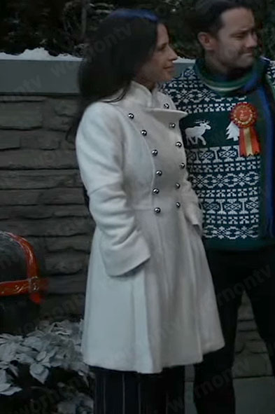 Sam’s white coat with silver buttons on General Hospital