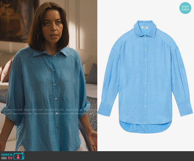 Sandro Lorraine Shirt worn by Harper Spiller (Aubrey Plaza) on The White Lotus