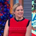 Sara’s red contrast knit top on Good Morning America