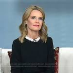 Savannah’s black lace trim sweater and burgundy tweed skirt on Today