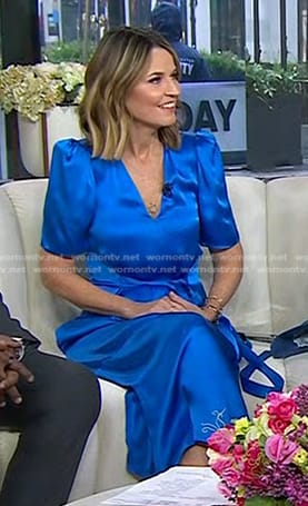 Savannah’s blue tie waist dress on Today