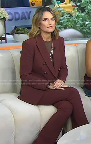 Savannah’s brown double breasted blazer and pants on Today