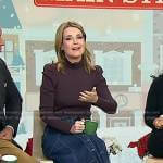 Savannah’s brown puff sleeve top and denim skirt on Today