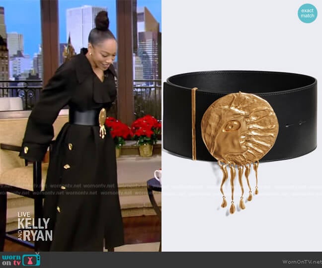 Schiaparelli Face Buckle Belt worn by Naomi Ackie on Live with Kelly and Mark