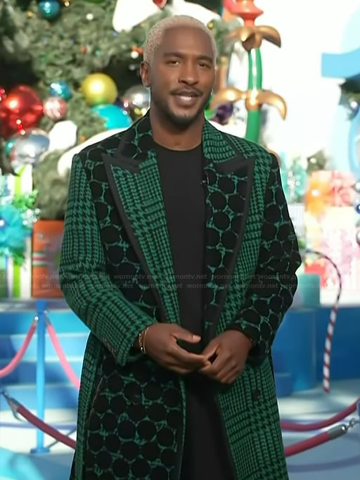 Scott’s green polka dot coat on Access Hollywood