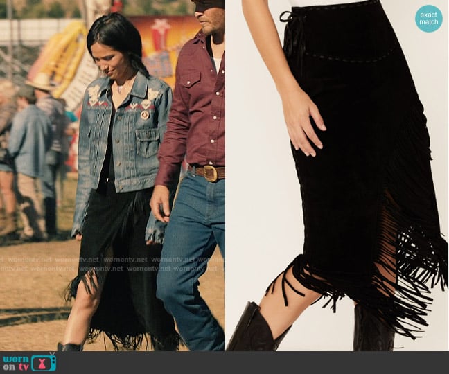 Scully Suede Leather Fringe Skirt worn by Monica Dutton (Kelsey Asbille) on Yellowstone