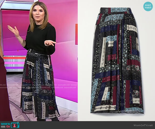 Sea Alani Patchwork-Print Skirt worn by Jenna Bush Hager on Today