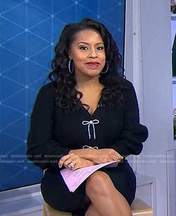 Sheinelle’s black bow embellished cardigan on Today