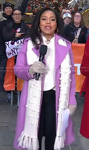 Sheinelle’s white bobble knit scarf on Today