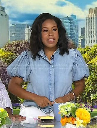 Sheinelle’s puff sleeve denim top on Today
