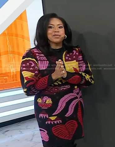 Sheinelle’s black printed sweater dress on Today