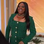 Sherri’s green tweed button front dress on Sherri