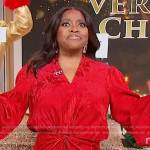Sherri’s red floral twist jumpsuit on Sherri