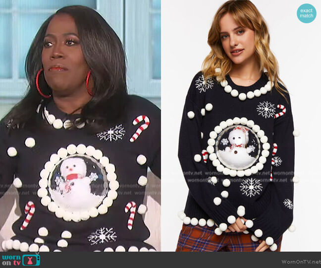 Forever 21 Snow Globe Christmas Sweater worn by Sheryl Underwood on The Talk