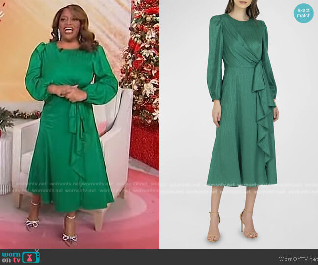 Shoshanna Marie Cascading Ruffle Midi Dress worn by Sherri Shepherd on Sherri