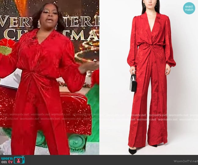 Silvia Tcherassi Arnetia Twist-Detailed Cotton Jumpsuit worn by Sherri Shepherd on Sherri