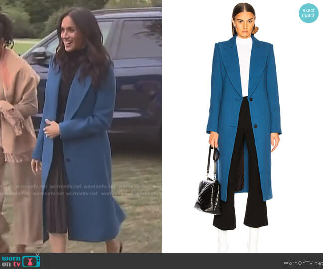 Smythe Peaked Lapel Coat worn by Meghan Markle on Harry and Meghan
