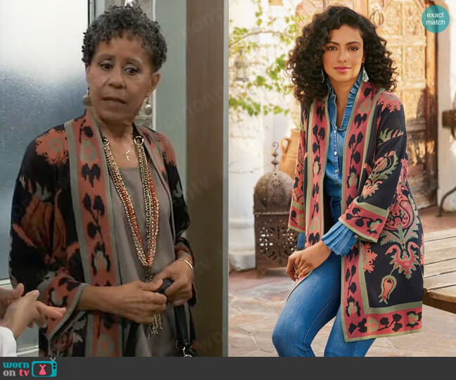 Soft Surroundings Icon Sweater Cardigan worn by Stella Henry (Vernee Watson) on General Hospital