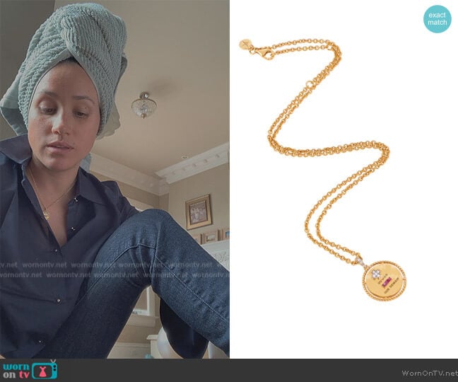 Sophie Lis Love Pendant with Gold Surround worn by Meghan Markle on Harry and Meghan
