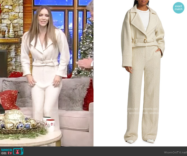St. John Boucle Tweed Belted Jacket worn by Katharine Foster on Live with Kelly and Mark