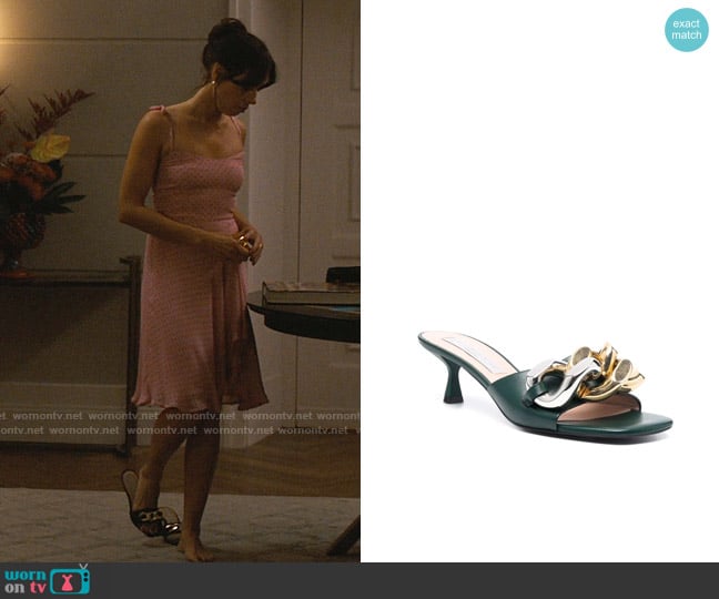 Stella McCartney Falabella chain-embellished 50mm mules worn by Harper Spiller (Aubrey Plaza) on The White Lotus